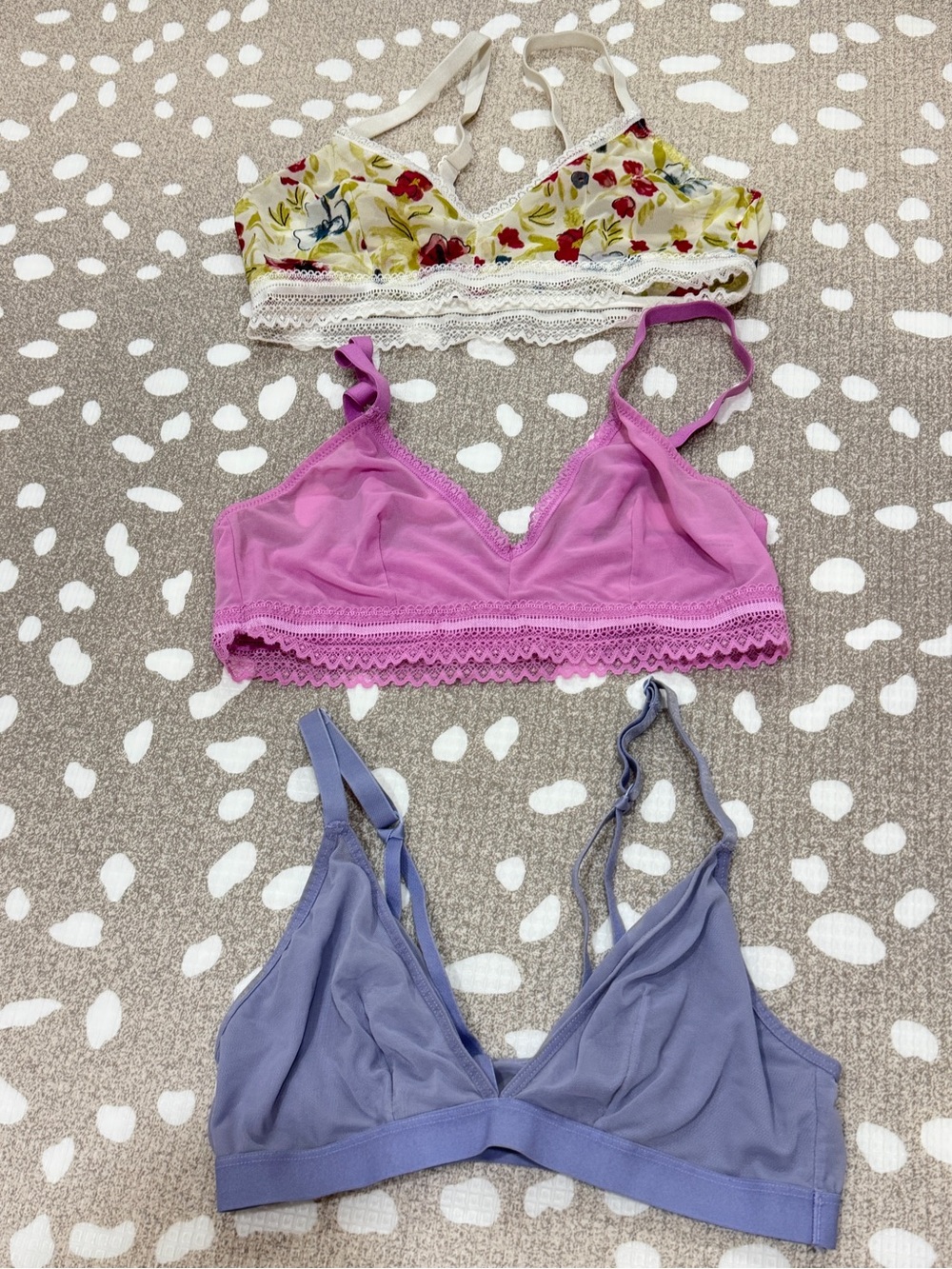 Bundle Auden mesh Bralette unlined floral lace triangle floral negative wireless